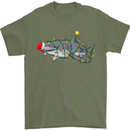 Christmas Great White Shark Xmas Mens T-Shirt 100% Cotton Military Green