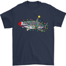Christmas Great White Shark Xmas Mens T-Shirt 100% Cotton Navy Blue