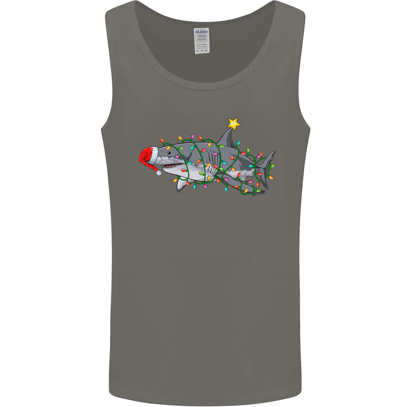 Christmas Great White Shark Xmas Mens Vest Tank Top Charcoal