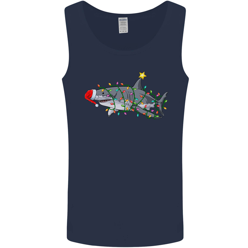 Christmas Great White Shark Xmas Mens Vest Tank Top Navy Blue