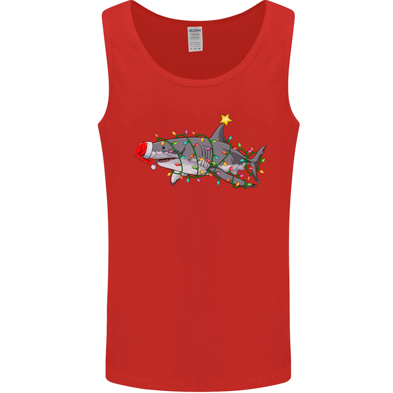Christmas Great White Shark Xmas Mens Vest Tank Top Red