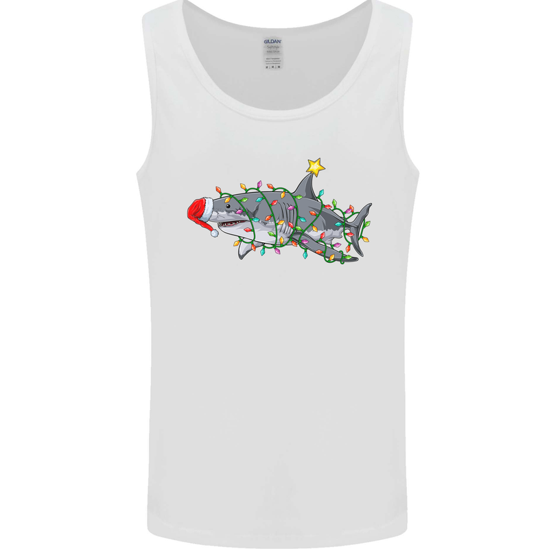 Christmas Great White Shark Xmas Mens Vest Tank Top White