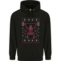 Christmas Gym Weightlifting Xmas Bodybuilding Childrens Kids Hoodie Black
