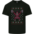 Christmas Gym Weightlifting Xmas Bodybuilding Kids T-Shirt Childrens Black