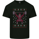 Christmas Gym Weightlifting Xmas Bodybuilding Kids T-Shirt Childrens Black