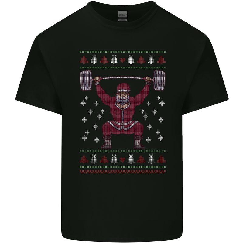 Christmas Gym Weightlifting Xmas Bodybuilding Kids T-Shirt Childrens Black