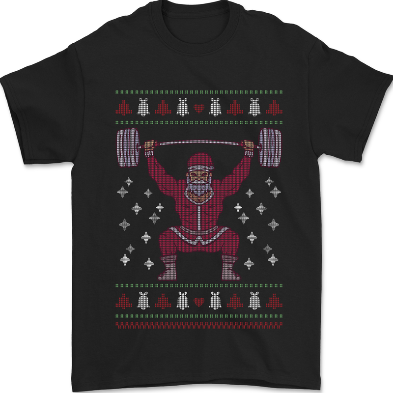 Christmas Gym Weightlifting Xmas Bodybuilding Mens T-Shirt 100% Cotton Black