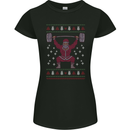 Christmas Gym Weightlifting Xmas Bodybuilding Womens Petite Cut T-Shirt Black