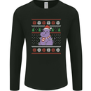 Christmas HIppo Xmas Hippopotamus Mens Long Sleeve T-Shirt Black