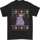 Christmas HIppo Xmas Hippopotamus Mens T-Shirt 100% Cotton Black
