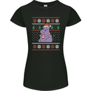 Christmas HIppo Xmas Hippopotamus Womens Petite Cut T-Shirt Black