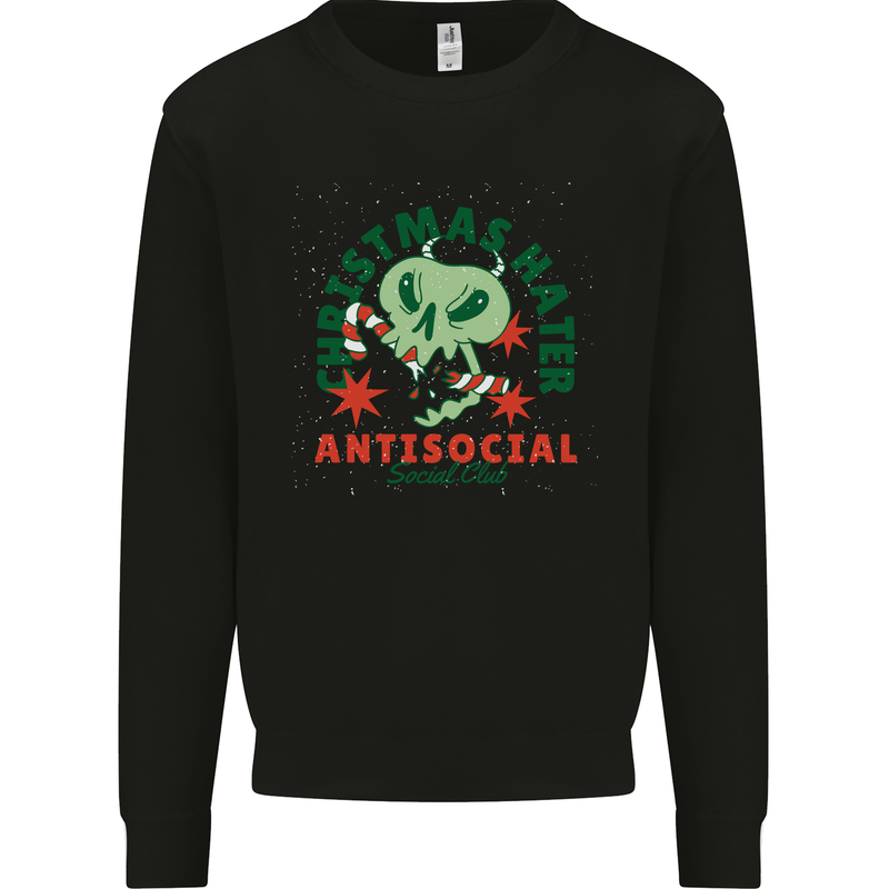Christmas Hater Bah Humbug Antisocial Xmas Kids Sweatshirt Jumper Black