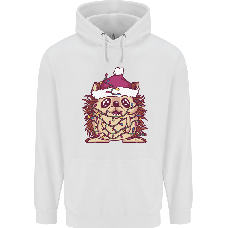 Christmas Hedgehog Wearing an Xmas Hat Childrens Kids Hoodie White