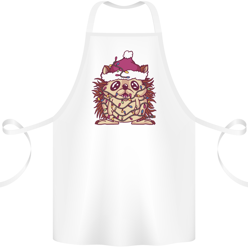 Christmas Hedgehog Wearing an Xmas Hat Cotton Apron 100% Organic White