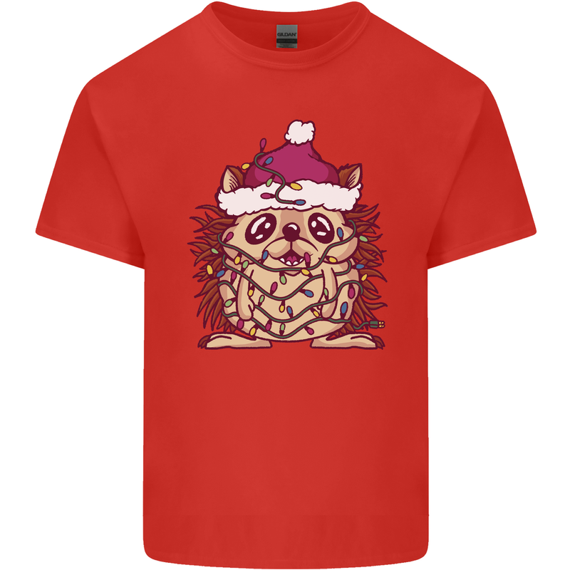 Christmas Hedgehog Wearing an Xmas Hat Kids T-Shirt Childrens Red