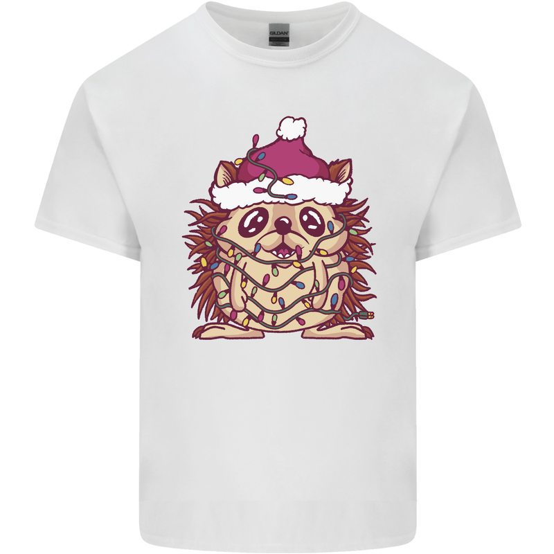 Christmas Hedgehog Wearing an Xmas Hat Kids T-Shirt Childrens White