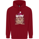 Christmas Hedgehog Wearing an Xmas Hat Mens 80% Cotton Hoodie Red