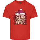 Christmas Hedgehog Wearing an Xmas Hat Mens Cotton T-Shirt Tee Top Red
