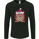 Christmas Hedgehog Wearing an Xmas Hat Mens Long Sleeve T-Shirt Black
