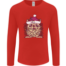 Christmas Hedgehog Wearing an Xmas Hat Mens Long Sleeve T-Shirt Red