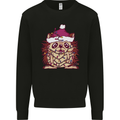 Christmas Hedgehog Wearing an Xmas Hat Mens Sweatshirt Jumper Black