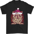 Christmas Hedgehog Wearing an Xmas Hat Mens T-Shirt 100% Cotton Black