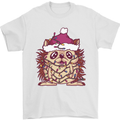 Christmas Hedgehog Wearing an Xmas Hat Mens T-Shirt 100% Cotton White