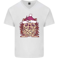 Christmas Hedgehog Wearing an Xmas Hat Mens V-Neck Cotton T-Shirt White