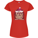 Christmas Hedgehog Wearing an Xmas Hat Womens Petite Cut T-Shirt Red
