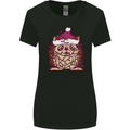 Christmas Hedgehog Wearing an Xmas Hat Womens Wider Cut T-Shirt Black
