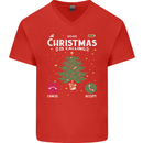 Christmas Is Calling Funny Xmas Phone Mens V-Neck Cotton T-Shirt Red