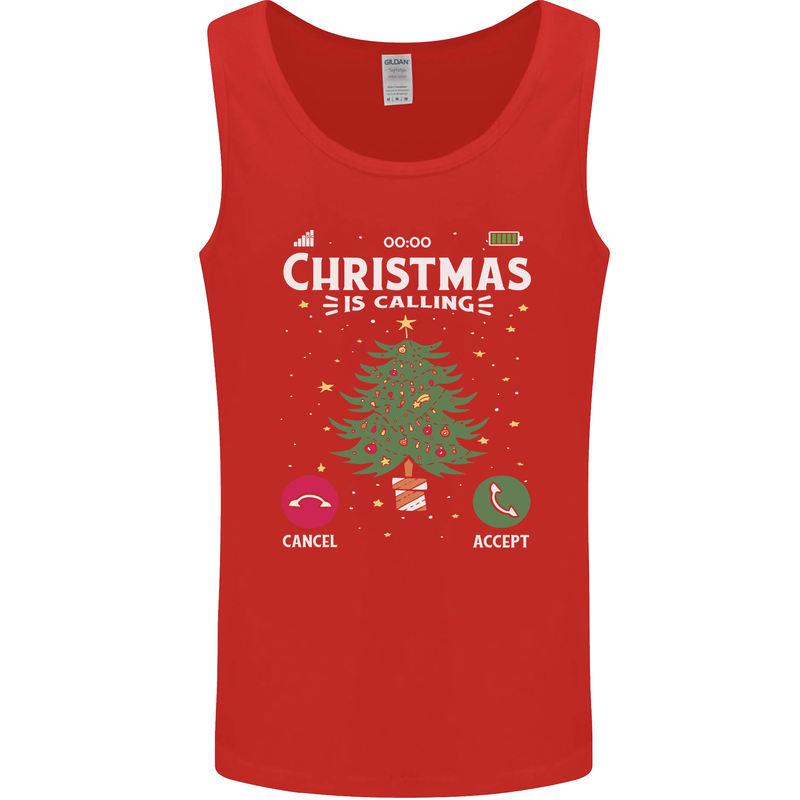 Christmas Is Calling Funny Xmas Phone Mens Vest Tank Top Red