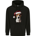 Christmas Jack Russell Dog Wearing an Xmas Hat Childrens Kids Hoodie Black