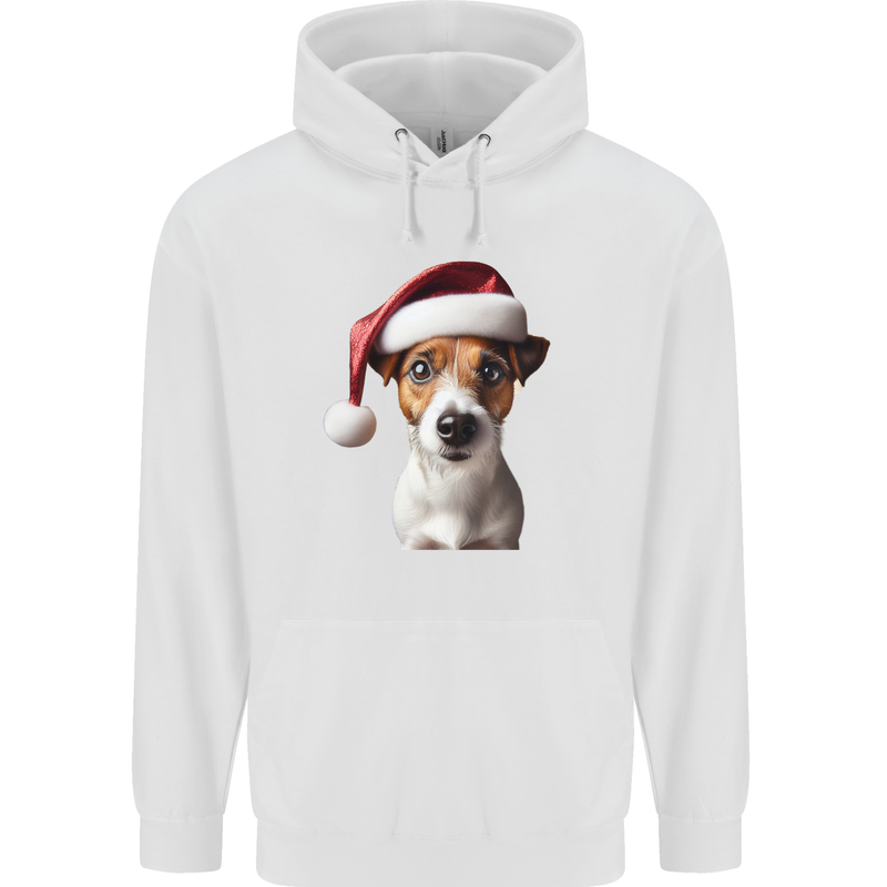 Christmas Jack Russell Dog Wearing an Xmas Hat Childrens Kids Hoodie White