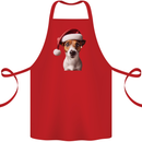 Christmas Jack Russell Dog Wearing an Xmas Hat Cotton Apron 100% Organic Red