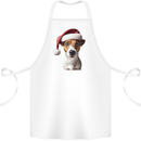 Christmas Jack Russell Dog Wearing an Xmas Hat Cotton Apron 100% Organic White