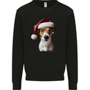 Christmas Jack Russell Dog Wearing an Xmas Hat Kids Sweatshirt Jumper Black