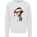 Christmas Jack Russell Dog Wearing an Xmas Hat Kids Sweatshirt Jumper White