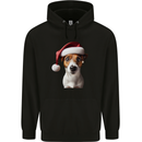 Christmas Jack Russell Dog Wearing an Xmas Hat Mens 80% Cotton Hoodie Black