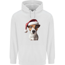 Christmas Jack Russell Dog Wearing an Xmas Hat Mens 80% Cotton Hoodie White