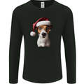 Christmas Jack Russell Dog Wearing an Xmas Hat Mens Long Sleeve T-Shirt Black