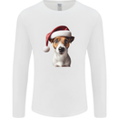 Christmas Jack Russell Dog Wearing an Xmas Hat Mens Long Sleeve T-Shirt White