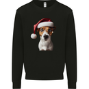 Christmas Jack Russell Dog Wearing an Xmas Hat Mens Sweatshirt Jumper Black