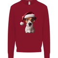 Christmas Jack Russell Dog Wearing an Xmas Hat Mens Sweatshirt Jumper Red