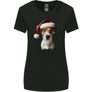 Christmas Jack Russell Dog Wearing an Xmas Hat Womens Wider Cut T-Shirt Black