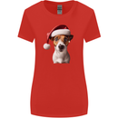 Christmas Jack Russell Dog Wearing an Xmas Hat Womens Wider Cut T-Shirt Red