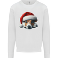 Christmas Jack Russell Wearing an Xmas Hat Dog Kids Sweatshirt Jumper White