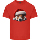 Christmas Jack Russell Wearing an Xmas Hat Dog Kids T-Shirt Childrens Red