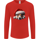 Christmas Jack Russell Wearing an Xmas Hat Dog Mens Long Sleeve T-Shirt Red