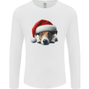 Christmas Jack Russell Wearing an Xmas Hat Dog Mens Long Sleeve T-Shirt White